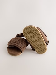Maro-arămiu Maro - Woven Suede Touch Fastening Baby Sandals (0-2mths) - Imaginea 3 din 5