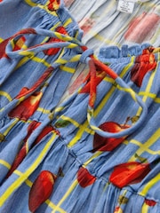 Blue Apple Print Long Sleeve Milkmaid Top - Image 6 of 7