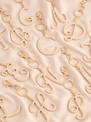 Gold Tone Pearl Effect Initial Keyring - Image 1 of 2