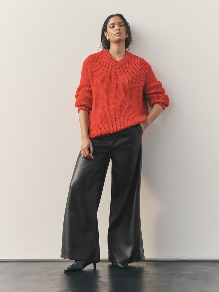 Nothing Ordinary Black Faux Leather Side Stripe Trousers - Image 2 of 11