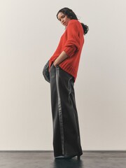 Nothing Ordinary Black Faux Leather Side Stripe Trousers - Image 3 of 11
