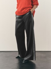 Nothing Ordinary Black Faux Leather Side Stripe Trousers - Image 4 of 11