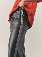Nothing Ordinary Black Faux Leather Side Stripe Trousers - Image 5 of 11
