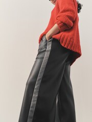 Nothing Ordinary Black Faux Leather Side Stripe Trousers - Image 6 of 11