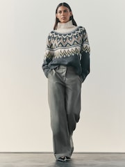 Nothing Ordinary Olive Green PU Wide Leg Trousers - Image 1 of 10
