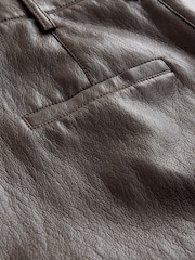 Nothing Ordinary Chocolate Brown Faux Leather Barrel Leg Trousers - Image 6 of 6