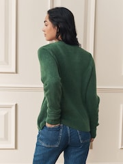 Laura Ashley Olive Green Crew Neck Jumper With A Touch Of Wool - Image 3 of 8