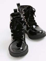 River Island Black Charm Chain Lace Up Boots - Image 3 of 5