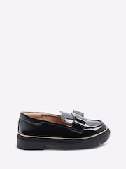 River Island Black Girls Bow Flat Loafers - Image 1 of 5