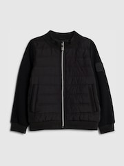 River Island Black Padded Hybrid Hoodie Jacket - Image 2 of 5