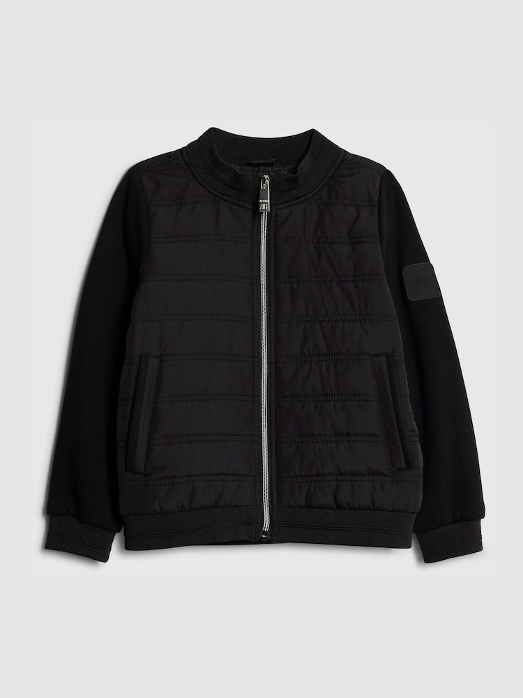 River Island Black Padded Hybrid Hoodie Jacket - Image 2 of 5