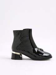 River Island Black Bow Front Heeled Boots - Image 1 of 5