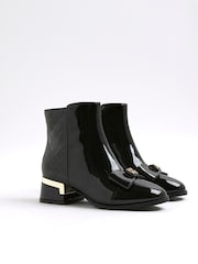 River Island Black Bow Front Heeled Boots - Image 2 of 5