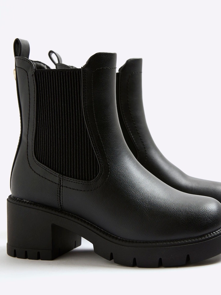 River Island Black Girls Heart Heeled Chelsea Boots - Image 2 of 4