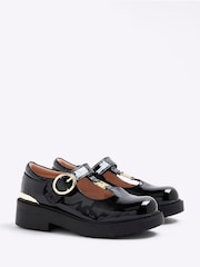 River Island Black Girls T Bar Mary Jane Shoes - Image 2 of 4