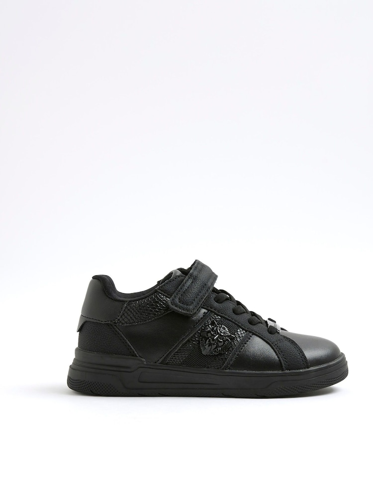 River Island Black Boys Faux Leather Lion Head Trainers - Image 1 of 6 River Island Black Boys Faux Leather Lion Head Trainers - Image 1 of 6