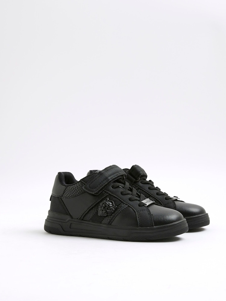 River Island Black Boys Faux Leather Lion Head Trainers - Image 2 of 6 River Island Black Boys Faux Leather Lion Head Trainers - Image 2 of 6