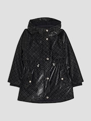 River Island Black Girls Check Rainmac Coat - Image 1 of 4