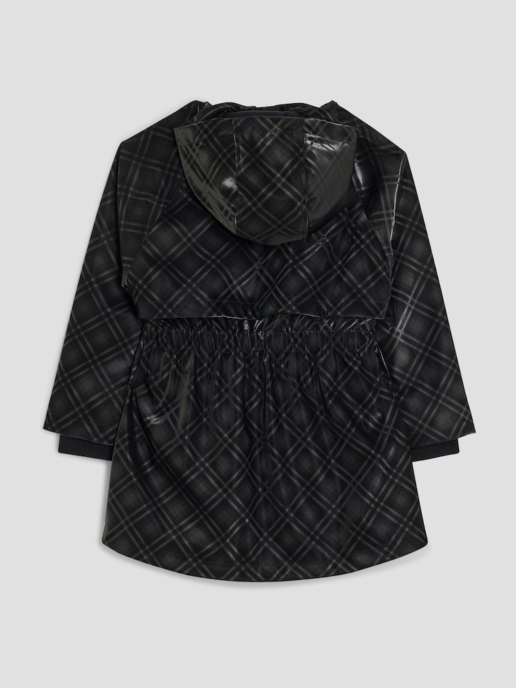 River Island Black Girls Check Rainmac Coat - Image 2 of 4 River Island Black Girls Check Rainmac Coat - Image 2 of 4