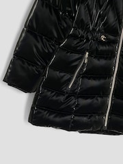 River Island Black Girls High Shine Glam Padded Coat - Image 4 of 5