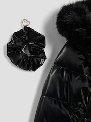 River Island Black Girls High Shine Glam Padded Coat - Image 5 of 5