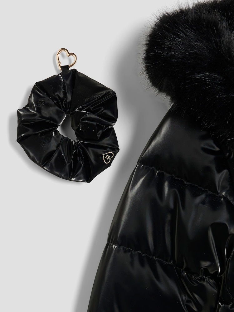 River Island Black Girls High Shine Glam Padded Coat - Image 5 of 5 River Island Black Girls High Shine Glam Padded Coat - Image 5 of 5