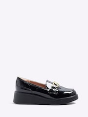 River Island Black Girls Wedged Bow Loafers - Image 1 of 5