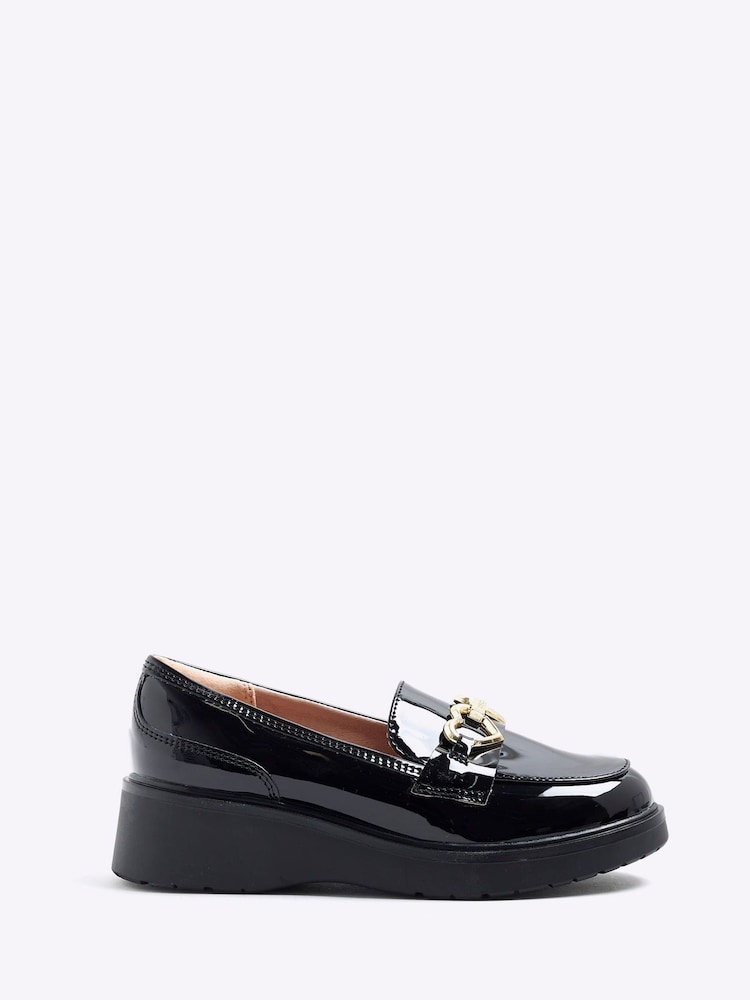 River Island Black Girls Wedged Bow Loafers - Image 1 of 5