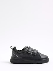 River Island Black Boys Faux Leather Monogram Trainers - Image 1 of 5