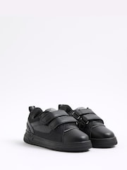 River Island Black Boys Faux Leather Monogram Trainers - Image 2 of 5