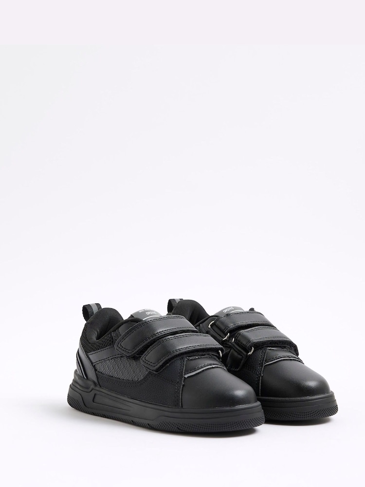 River Island Black Boys Faux Leather Monogram Trainers - Image 2 of 5