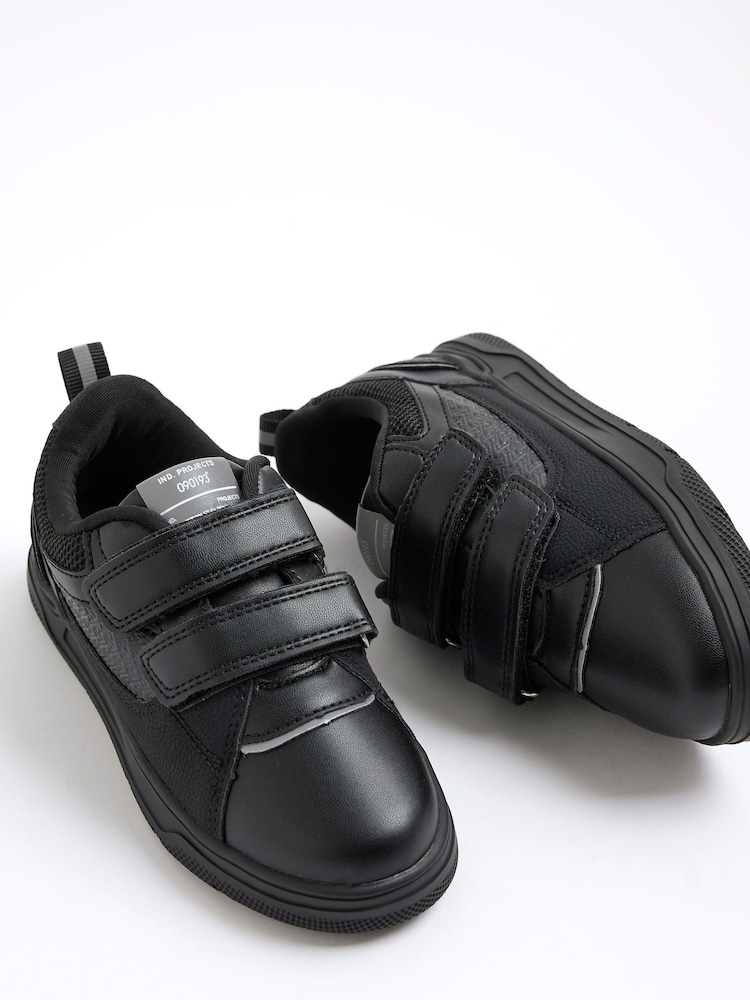 River Island Black Boys Faux Leather Monogram Trainers - Image 5 of 5