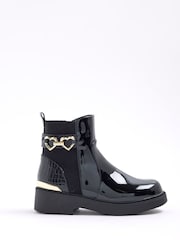 River Island Black Girls Heart Snaffle Chelsea Boots - Image 1 of 5