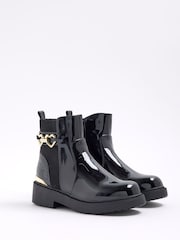 River Island Black Girls Heart Snaffle Chelsea Boots - Image 2 of 5