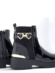 River Island Black Girls Heart Snaffle Chelsea Boots - Image 3 of 5