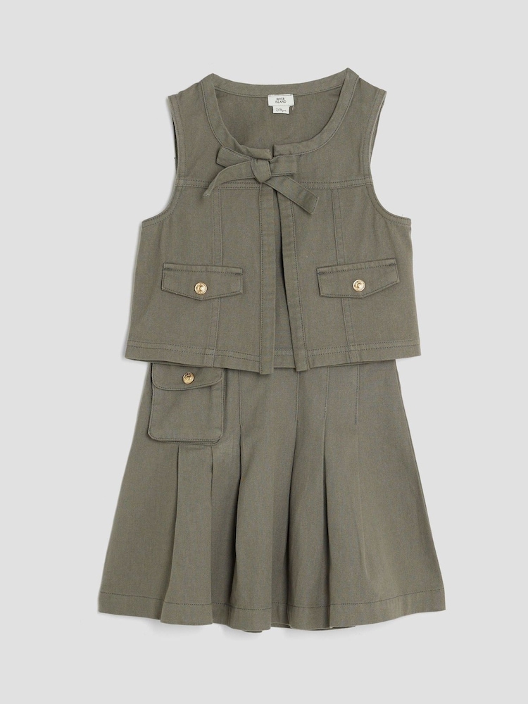 River Island Green Girls Gilet Waistband Skirt Set - Image 1 of 5