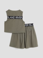 River Island Green Girls Gilet Waistband Skirt Set - Image 2 of 5