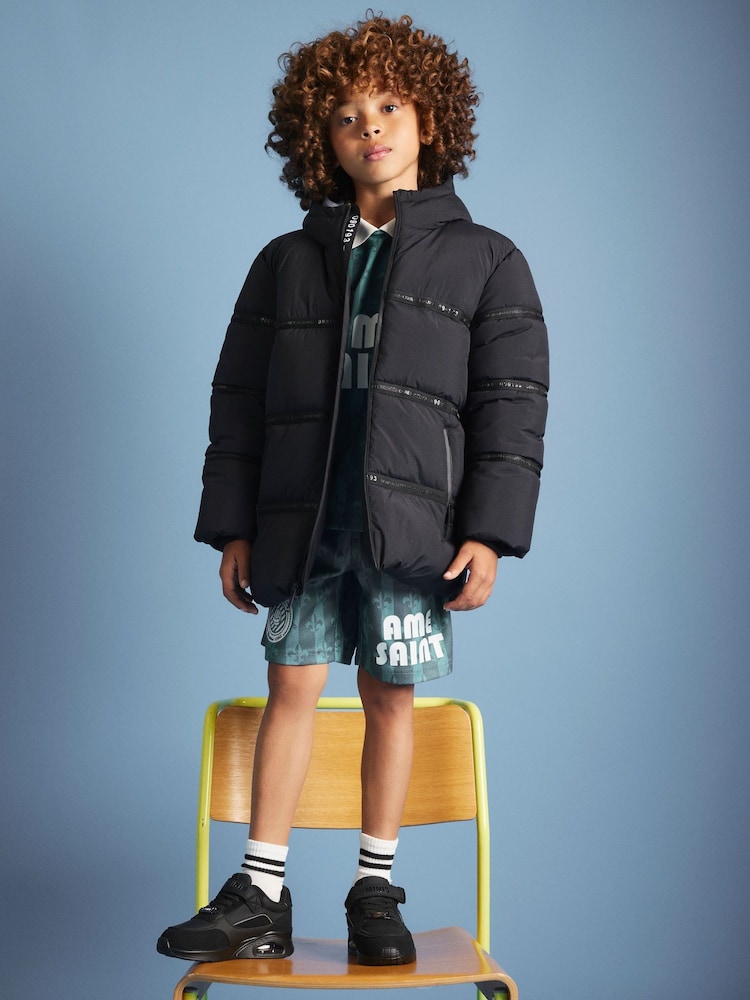 River Island Black Boys Taped Puffer Jacket - Image 1 of 5