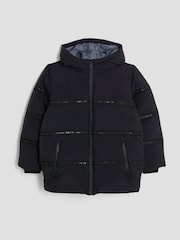 River Island Black Boys Taped Puffer Jacket - Image 4 of 5