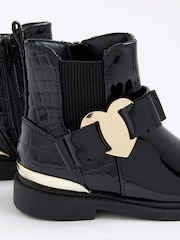 River Island Black Patent Heart Bow Chelsea Boots - Image 5 of 5