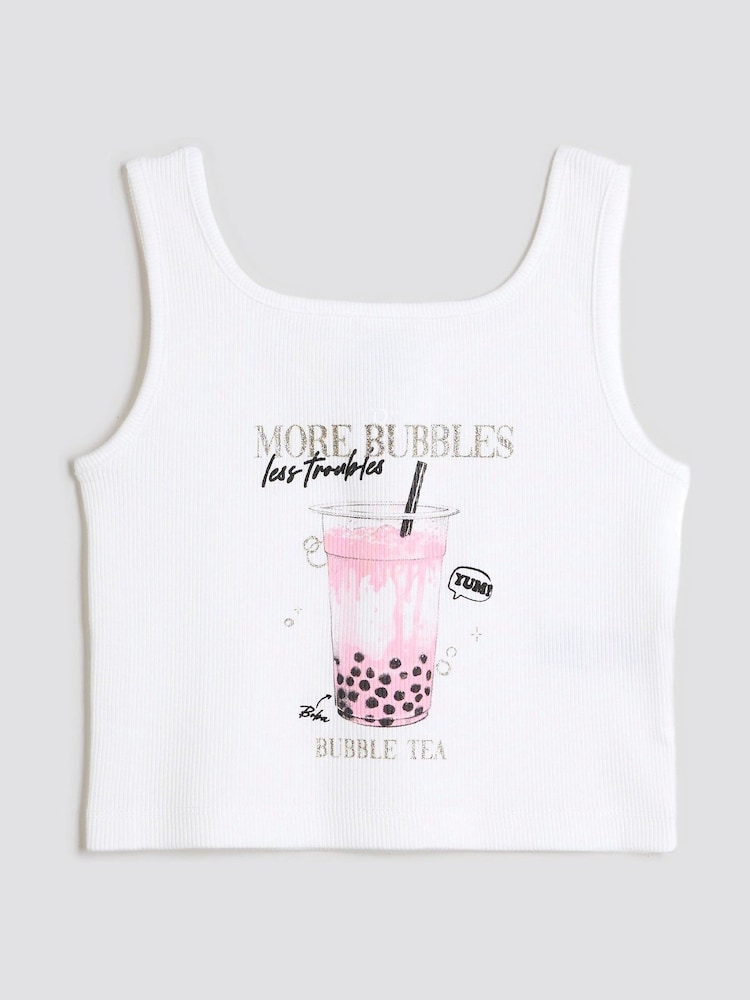 River Island Girls Bubble T-Shirt Tank Top - Imagen 1 de 4
