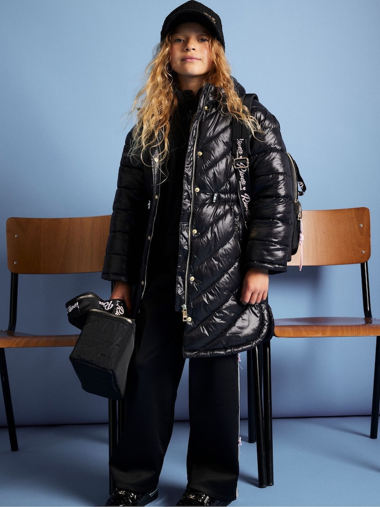 River Island Black Girls Padded Longline Jacket - Image 1 of 6 River Island Black Girls Padded Longline Jacket - Image 1 of 6