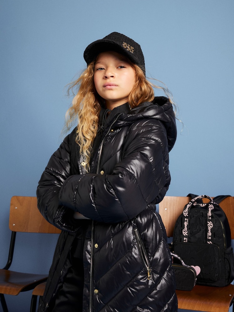 River Island Black Girls Padded Longline Jacket - Image 2 of 6 River Island Black Girls Padded Longline Jacket - Image 2 of 6