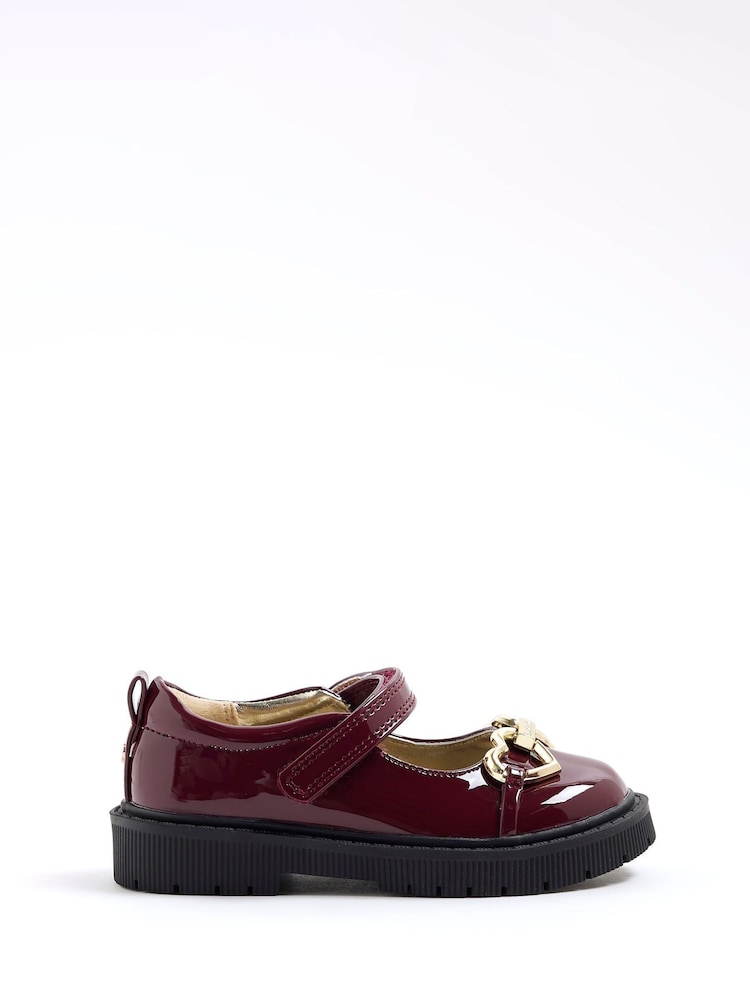 River Island Red Girls Heart Print Snaffle Mary Jane Shoes - Image 1 of 5 River Island Red Girls Heart Print Snaffle Mary Jane Shoes - Image 1 of 5