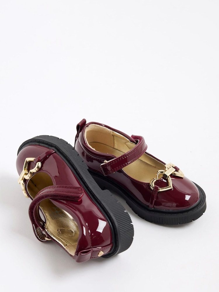 River Island Red Girls Heart Print Snaffle Mary Jane Shoes - Image 5 of 5 River Island Red Girls Heart Print Snaffle Mary Jane Shoes - Image 5 of 5