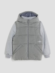 River Island Grey Boys Hybrid Gilet - Image 1 of 4