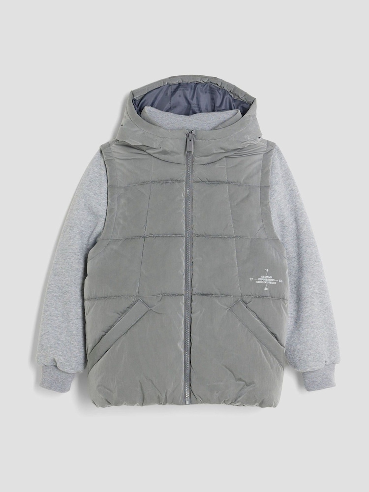 River Island Grey Boys Hybrid Gilet - Image 1 of 4 River Island Grey Boys Hybrid Gilet - Image 1 of 4