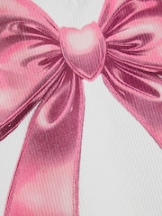 River Island White Girls Pink Bow Tank Top - Image 4 of 4