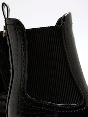 River Island Black Patent Heart Print Heeled Chelsea Boots - Image 5 of 5