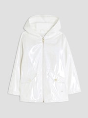 River Island White Girls Glitter Rainmac Coat - Image 1 of 5
